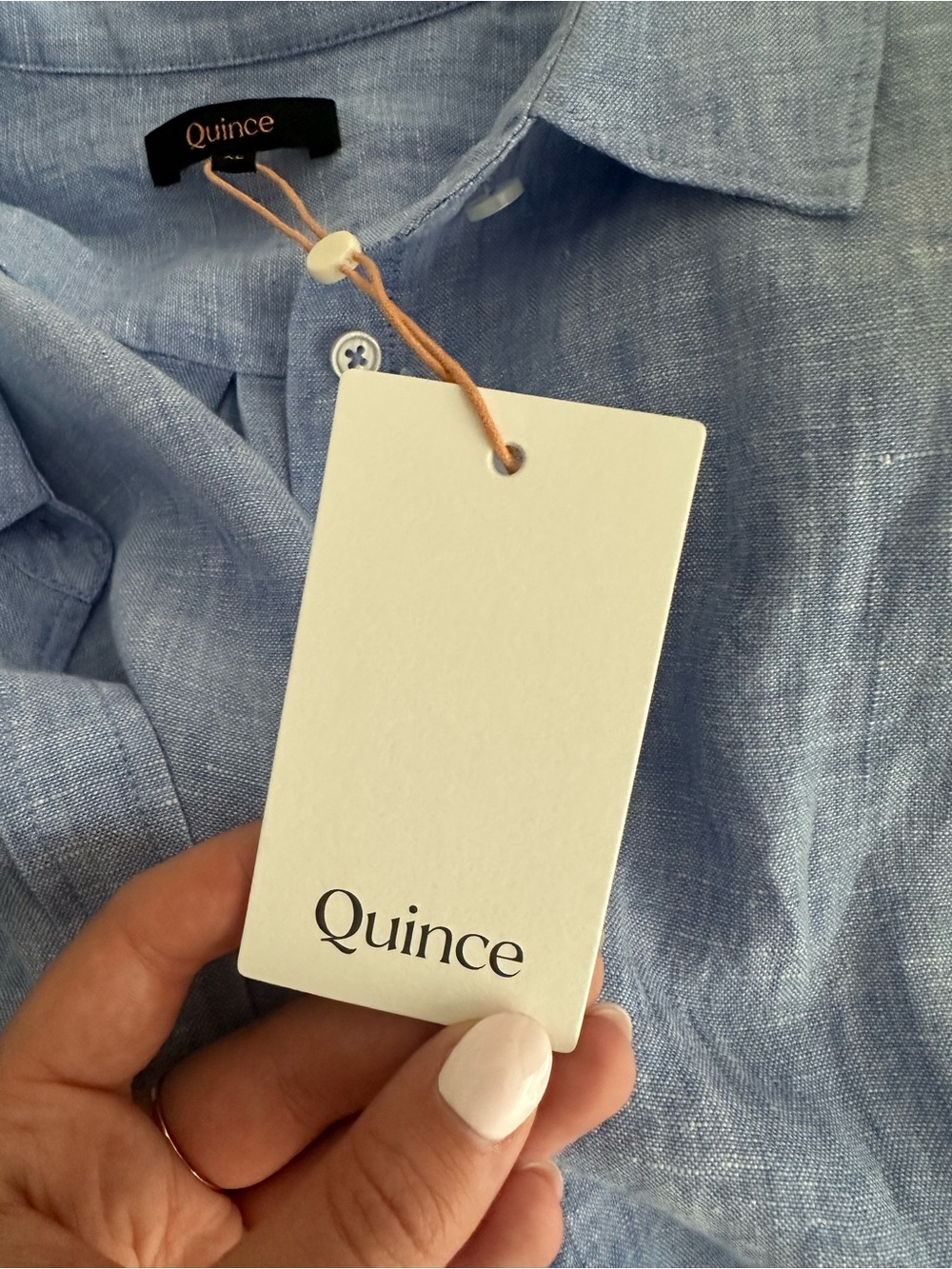 Quince Button-Front Linen Shirt in Pale Blue